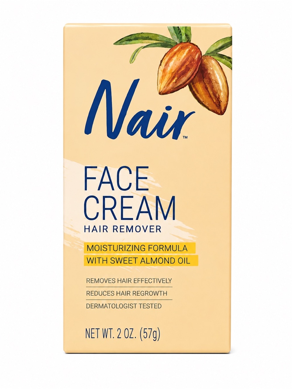 Nair Face Cream Hair Remover - Moisturizing with Sweet Almond Oil